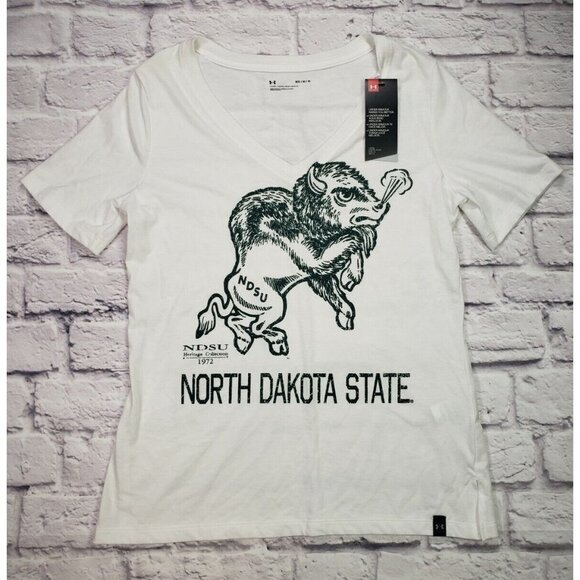 North Dakota State University Women's V-Neck Under Armor Size M Short Sleeve Tee - Picture 1 of 8